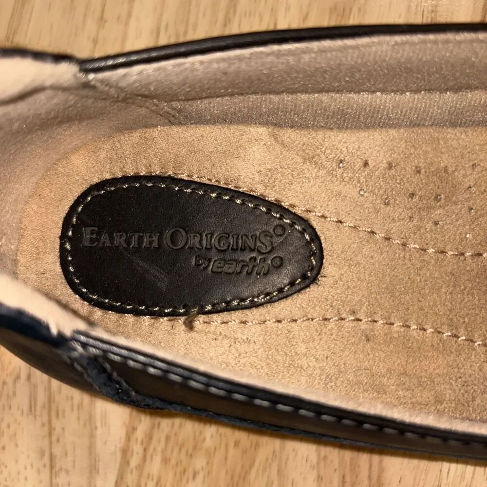 Earth Origins by Earth Womens Sadie Size 10N Leather Black Loafer Slip On Shoes